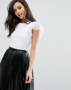 Футболка с рюшами Miss Selfridge - Белый