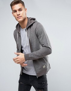 Худи с меланжевой отделкой на молнии Jack &amp; Jones Vintage - Серый