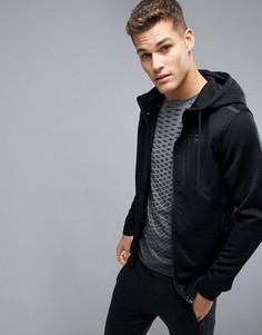 Удлиненное худи на молнии с кантом Jack &amp; Jones - Черный