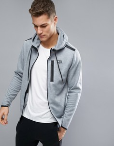 Удлиненное худи на молнии с кантом Jack &amp; Jones - Серый