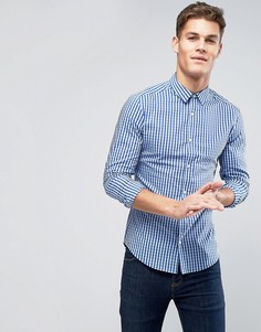 Приталенная рубашка в клеточку ASOS - Синий
