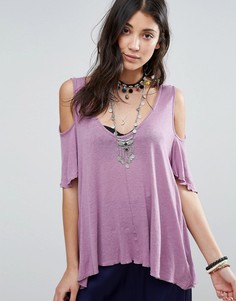Блузка с вырезами на плечах Free People Bittersweet - Фиолетовый