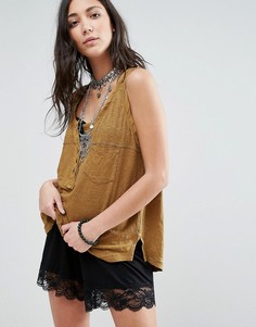 Топ на пуговицах Free People Traveller - Зеленый