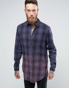 Длинная oversize-рубашка в клетку с эффектом деграде ASOS - Темно-синий