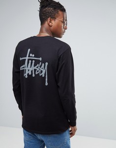 Лонгслив с принтом на спине Stussy - Черный