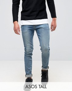 Синие выбеленные джинсы скинни ASOS TALL - Синий