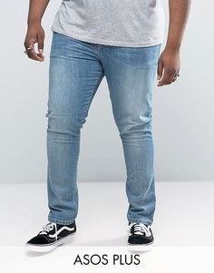 Светлые супероблегающие джинсы ASOS PLUS - Синий