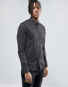 Рубашка скинни в горошек ASOS - Черный