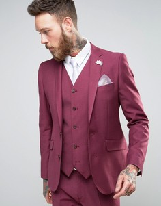 Бордовый приталенный пиджак с цветком на лацкане Devils Advocate Wedding - Розовый