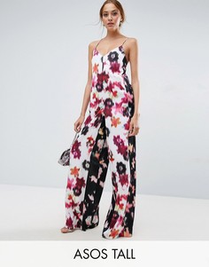Атласный комбинезон с цветочным принтом ASOS TALL - Мульти