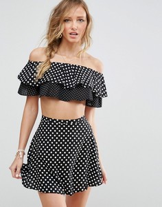 Пляжный топ с оборками в горошек ASOS - Мульти