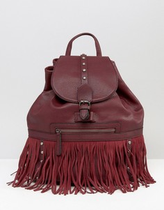 Рюкзак с завязкой, заклепками и бахромой Glamorous - Красный