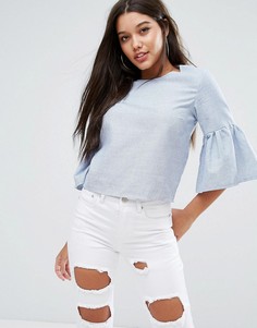 Топ в полоску с оборками на рукавах Missguided - Мульти