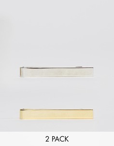 2 зажима для узкого галстука (золотистый/серебристый) ASOS - Мульти