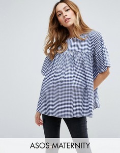 Присборенный топ в клеточку ASOS Maternity - Мульти