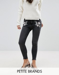 Джинсы скинни с вышивкой New Look Petite - Серый