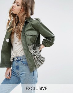 Куртка в стиле милитари с оборками Milk It Vintage - Зеленый