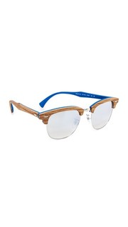 Деревянные солнцезащитные очки Clubmaster Flash Ray Ban