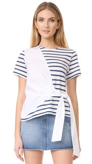 Комбинированная футболка из рубашечной ткани с завязками Sea