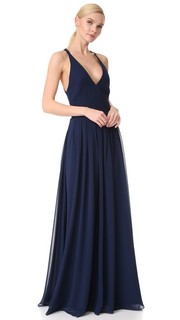Вечернее платье с V-образным вырезом и завязками на спине Monique Lhuillier Bridesmaids