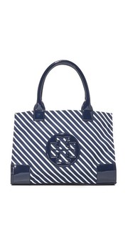 Нейлоновая миниатюрная объемная сумка с короткими ручками Ella в полоску Tory Burch