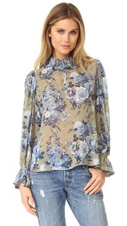 Блуза с изображением букета цветов с оборчатым воротником Robert Rodriguez