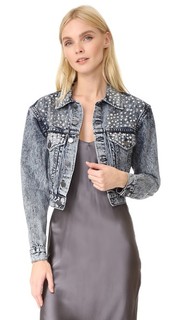 Укороченная куртка из денима Chloe с заклепками Alice + Olivia