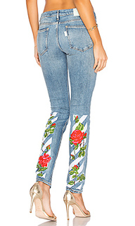 Diag roses 5 pocket skinny jeans - OFF-WHITE