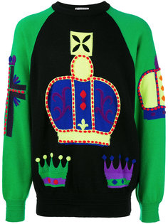 crown intarsia jumper Versace Vintage