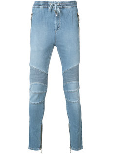 biker denim track pants Balmain