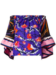 off shoulder floral blouse Emilio Pucci