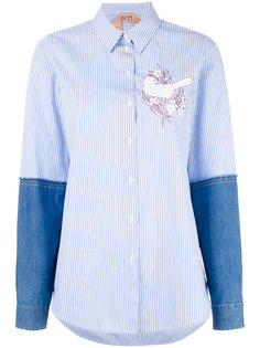 appliqué denim sleeve shirt Nº21