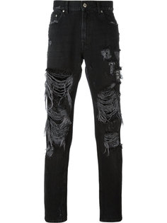прямые джинсы с рваными деталями MSGM