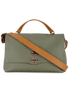 patterned shoulder bag with contrast handles and shoulder strap Zanellato