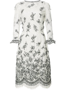 flower embroidery lace dress Oscar de la Renta
