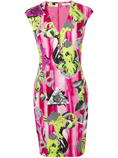 v-neck printed dress Versace Collection