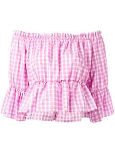 checked off shoulder blouse Dondup