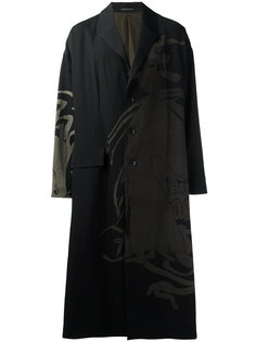 однобортное пальто с принтом Yohji Yamamoto
