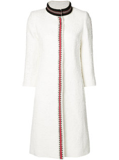 embroidered trim coat Oscar de la Renta