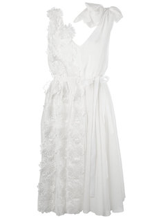 floral applique belted dress Rochas