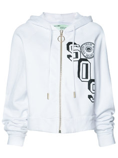 SOS print zipped hoodie Off-White