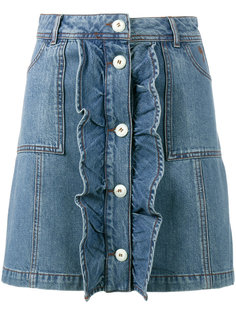 Mini Denim Skirt with Frilled Front Ganni