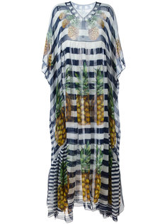 платье макси в полоску с принтом Dolce &amp; Gabbana