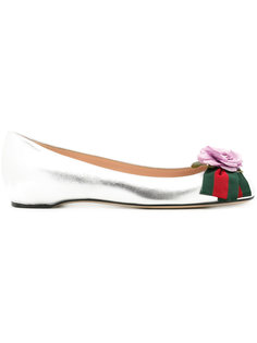 балетки с цветком и фирменной отделкой Gucci