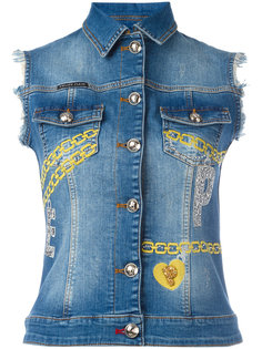 Gemma Catene Swarovsky gilet Philipp Plein