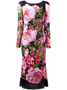 платье с принтом роз Dolce &amp; Gabbana