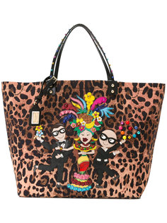 леопардовая сумка-шоппер с аппликацией Dolce &amp; Gabbana
