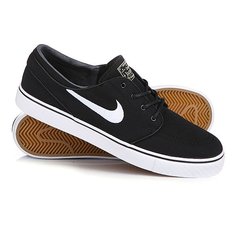 Кеды кроссовки низкие Nike Zoom Stefan Janoski Cnvs Black/White Gym/Light Brown Mtlc Gl