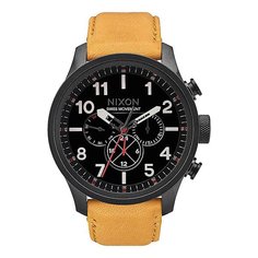 Кварцевые часы Nixon Safari Dual Time Leather Black/Goldenrod