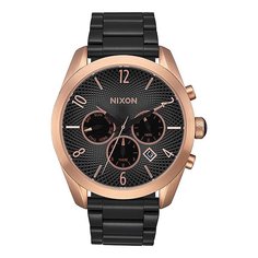 Кварцевые часы женские Nixon Bullet Chrono Crystal Black Crystal/Rose Gold